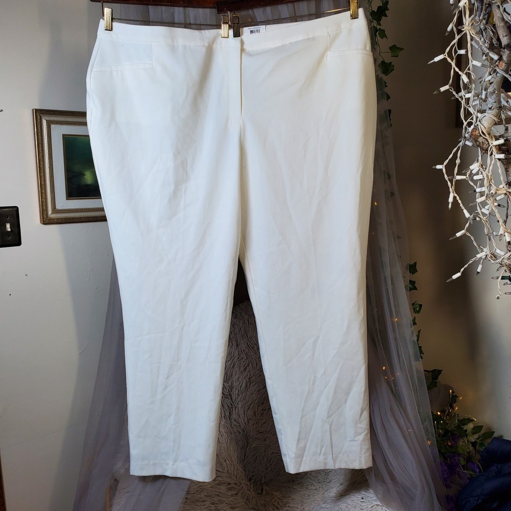 ALFANI Womens Size  28W White Tummy Control Dressy Pants NWT Stretch $55 51 X 32